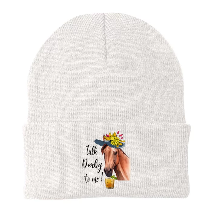 Funny Derby Day Mint Juleps Talk Derby To Me Horse Racing Knit Cap Winter Beanie