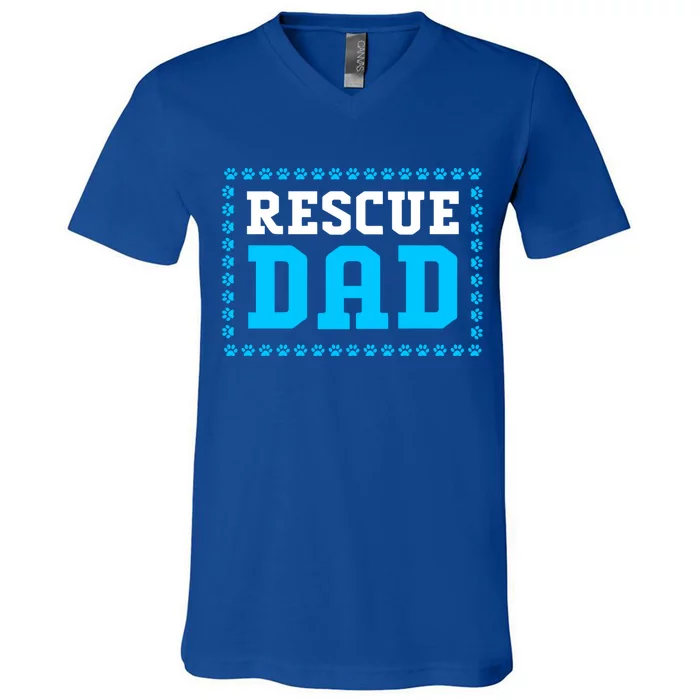 Fathers Day Dog Lover Rescue Dog Dad Meaningful Gift V-Neck T-Shirt