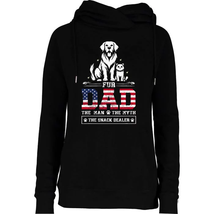 Fur Dad Dog Cat Dog Fathers Day Womens Funnel Neck Pullover Hood