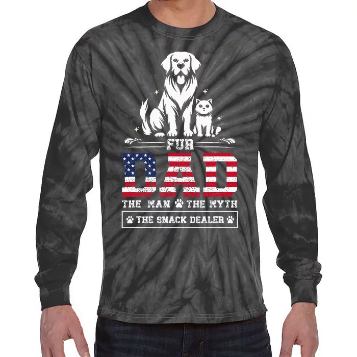 Fur Dad Dog Cat Dog Fathers Day Tie-Dye Long Sleeve Shirt