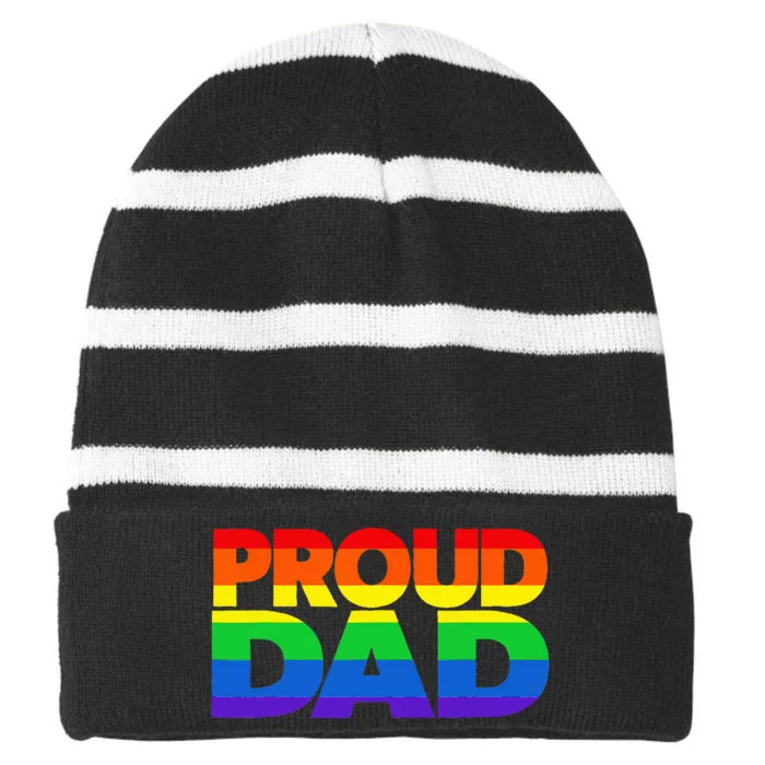 Fur Dad Dog Cat Dog Fathers Day Striped Beanie with Solid Band