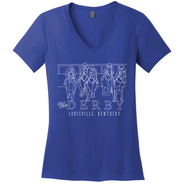 Funny Derby Day Louisville Kentucky Horse Racing Meaningful Gift Women's V-Neck T-Shirt