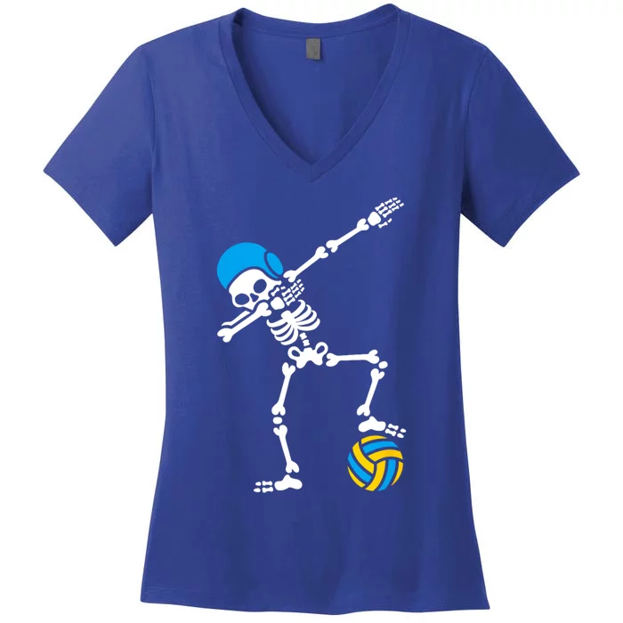 Funny Dab Dabbing Skeleton Water Polo Halloween Costume Funny Gift Women's V-Neck T-Shirt