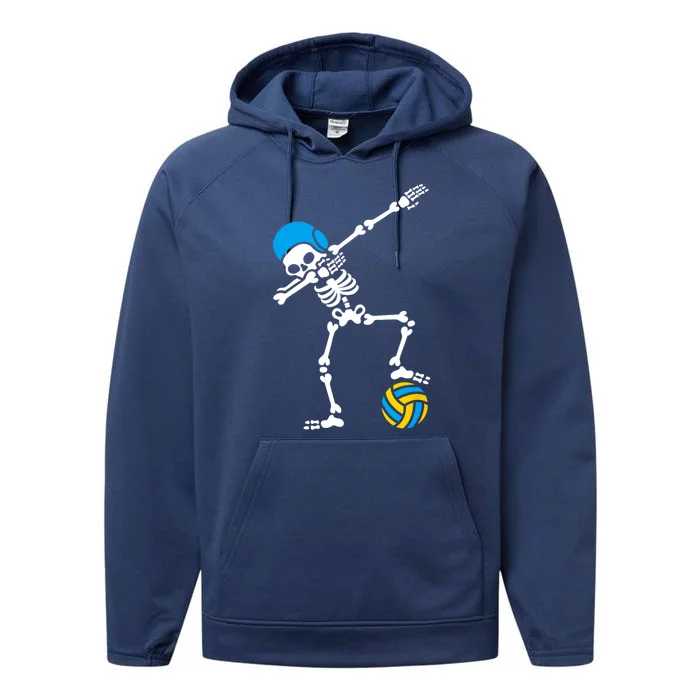 Funny Dab Dabbing Skeleton Water Polo Halloween Costume Funny Gift Performance Fleece Hoodie