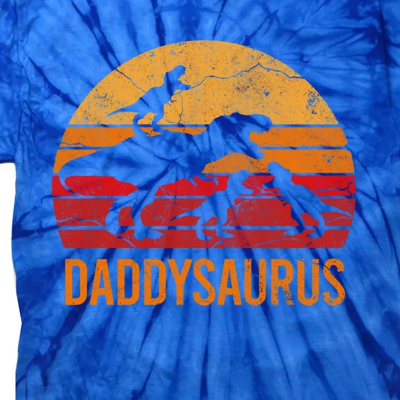 Funny Daddy Dinosaur Dad Gift Fun Daddysaurus 3 Three Gift Tie-Dye T-Shirt