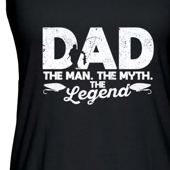 Father's Day Dad The Man The Myth The Fishing Legend Gift Fishing Dad Ladies Essential Flowy Tank