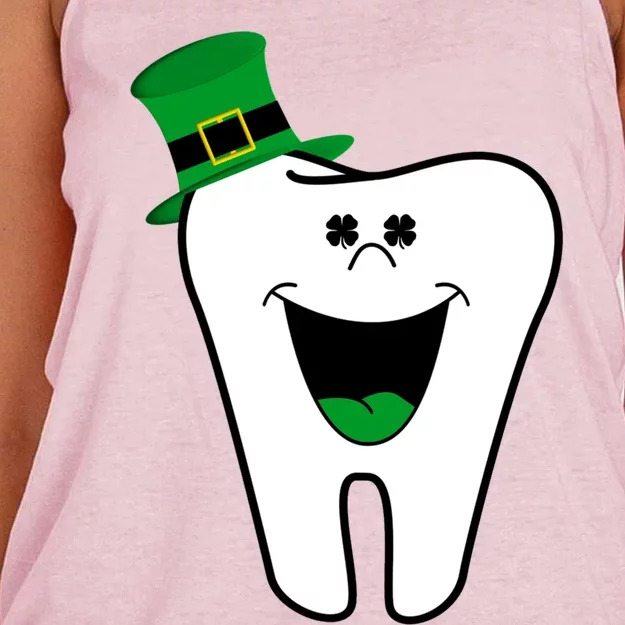 Funny Dentist Dental Tooth Shamrock St Patrick Day Cute Gift Women's Knotted Racerback Tank