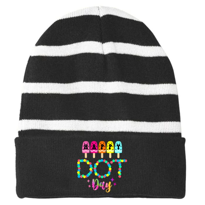 Funny Dot Day 2024 Colorful Polka Dot Day Gift Striped Beanie with Solid Band