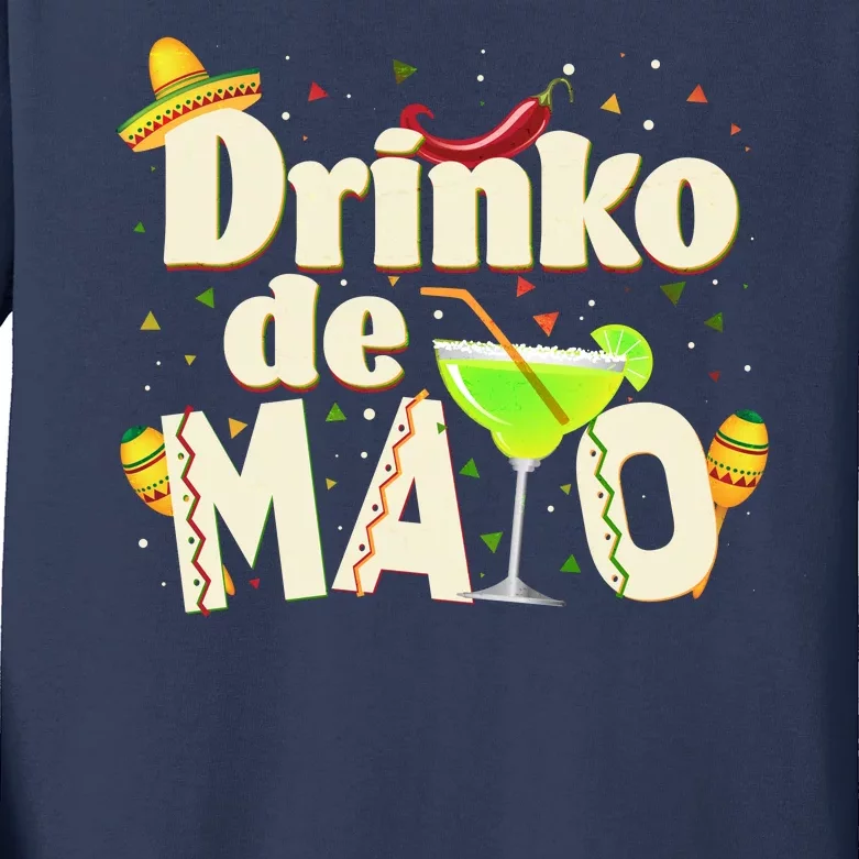 Funny Drinko De Mayo Cinco De Mayo Kids Long Sleeve Shirt