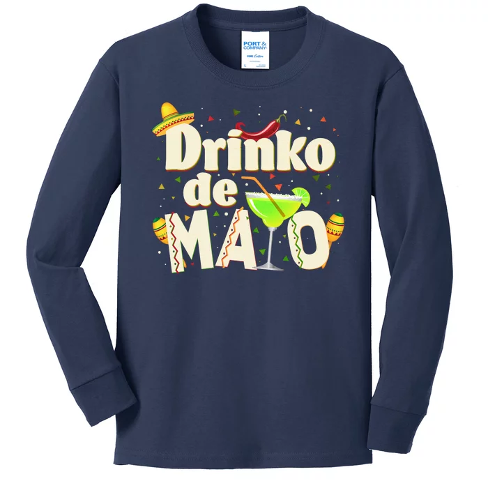 Funny Drinko De Mayo Cinco De Mayo Kids Long Sleeve Shirt