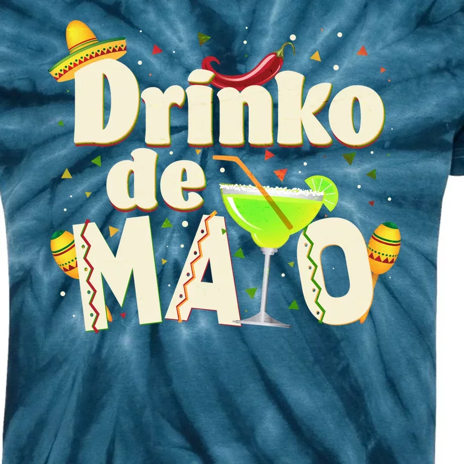 Funny Drinko De Mayo Cinco De Mayo Kids Tie-Dye T-Shirt