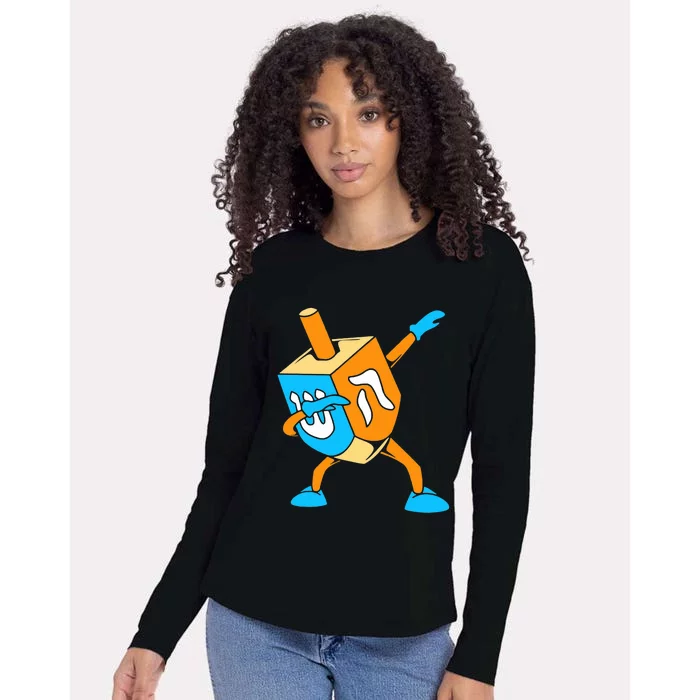 Funny Dabbing Dreidel Hanukkah Dancing Chanukah Womens Cotton Relaxed Long Sleeve T-Shirt