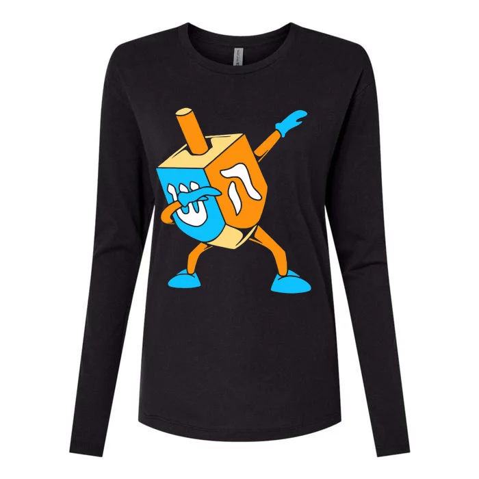 Funny Dabbing Dreidel Hanukkah Dancing Chanukah Womens Cotton Relaxed Long Sleeve T-Shirt