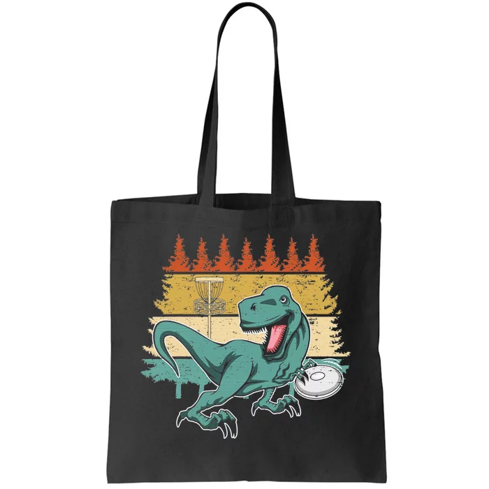 Funny Dinosaur Disc Golf Funny Retro Disc Golf Sports Tote Bag