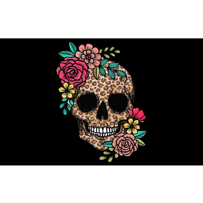 Funny Dia De Los Muertos Leopard Sugar Skull Flower Mexican Bumper Sticker