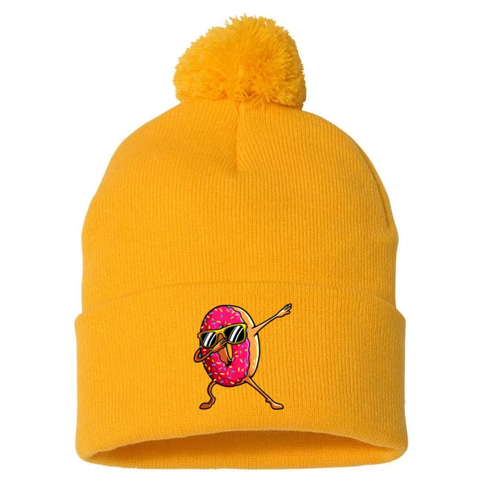 Funny Donut Designs For Boy Girl Hiphop Dabbing Donut Pom Pom 12in Knit Beanie