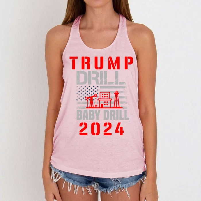 Funny Drill Drill Trump 2024 Funny Gift Women's Knotted Racerback Tank