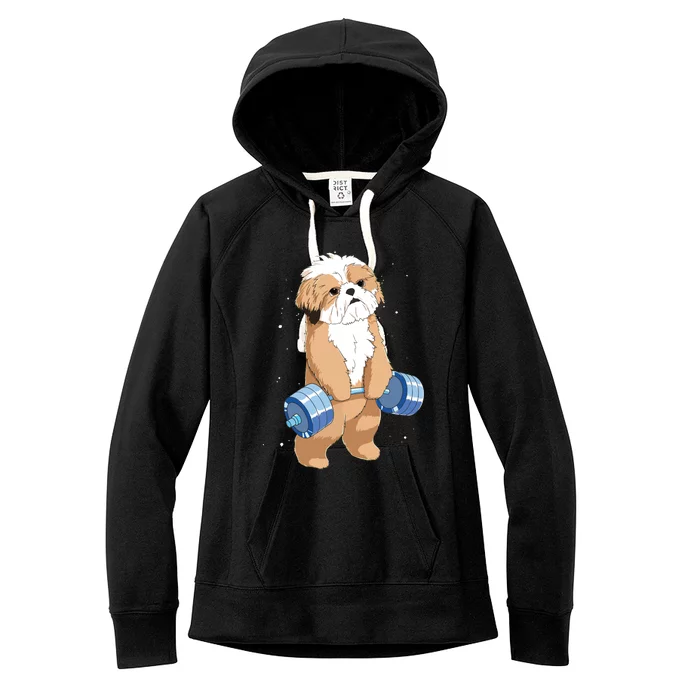 Funny Dog Deadlift Shih Tzu Women's Fleece Hoodie