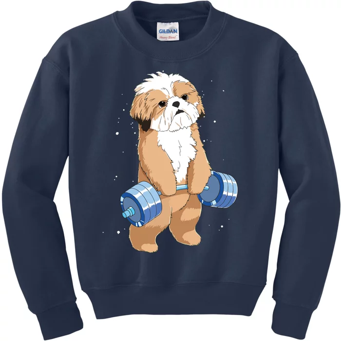 Funny Dog Deadlift Shih Tzu Kids Sweatshirt