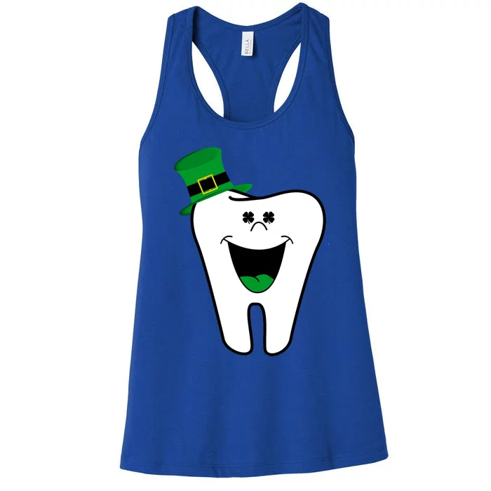 Funny Dentist Dental Tooth Shamrock St Patrick Day Gift Women's Racerback Tank