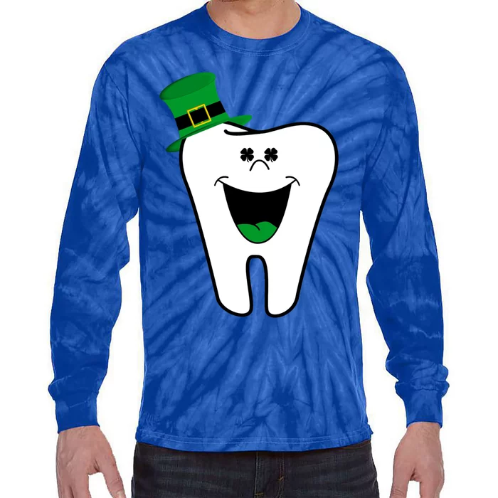 Funny Dentist Dental Tooth Shamrock St Patrick Day Gift Tie-Dye Long Sleeve Shirt