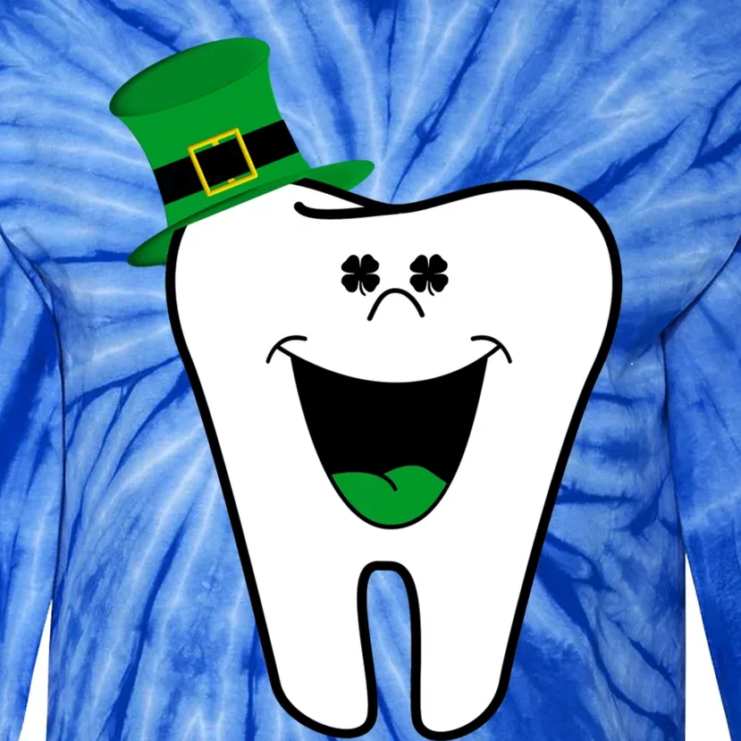 Funny Dentist Dental Tooth Shamrock St Patrick Day Gift Tie-Dye Long Sleeve Shirt