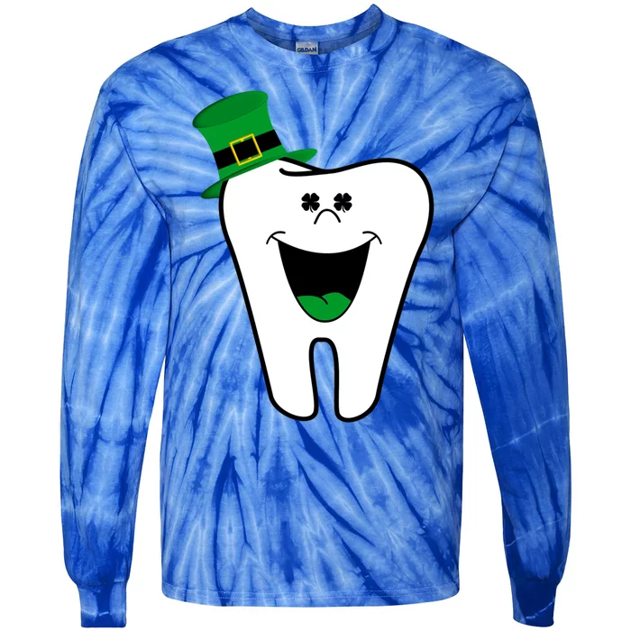 Funny Dentist Dental Tooth Shamrock St Patrick Day Gift Tie-Dye Long Sleeve Shirt