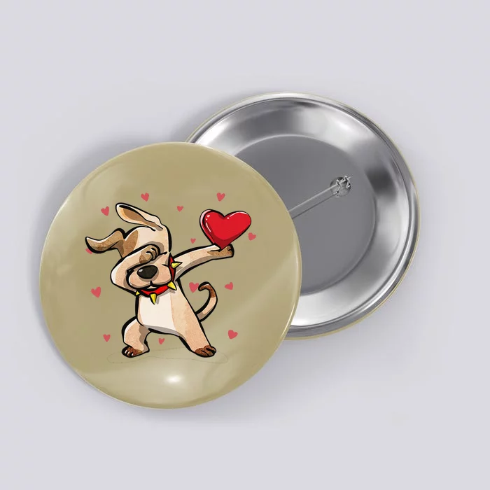 Funny Dabbing Dog Heart Valentine's Day Gifts Button