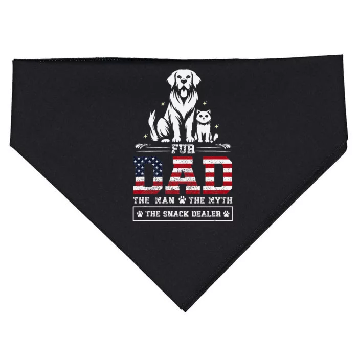 Fur Dad Dog And Cat Lovers FatherS Day Design USA-Made Doggie Bandana