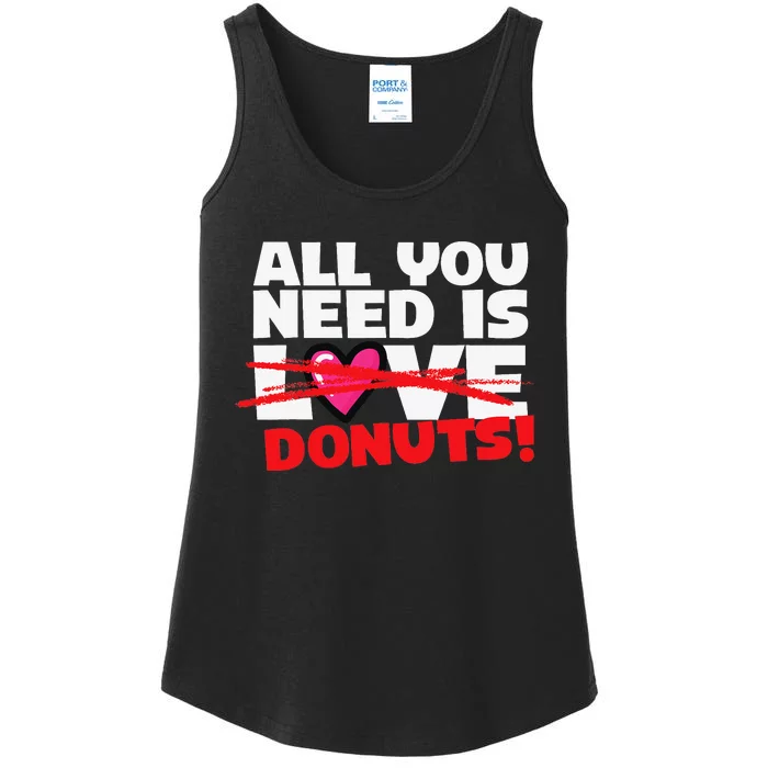 Funny Donut Doughnut Lover All You Need is Donuts Ladies Essential Tank