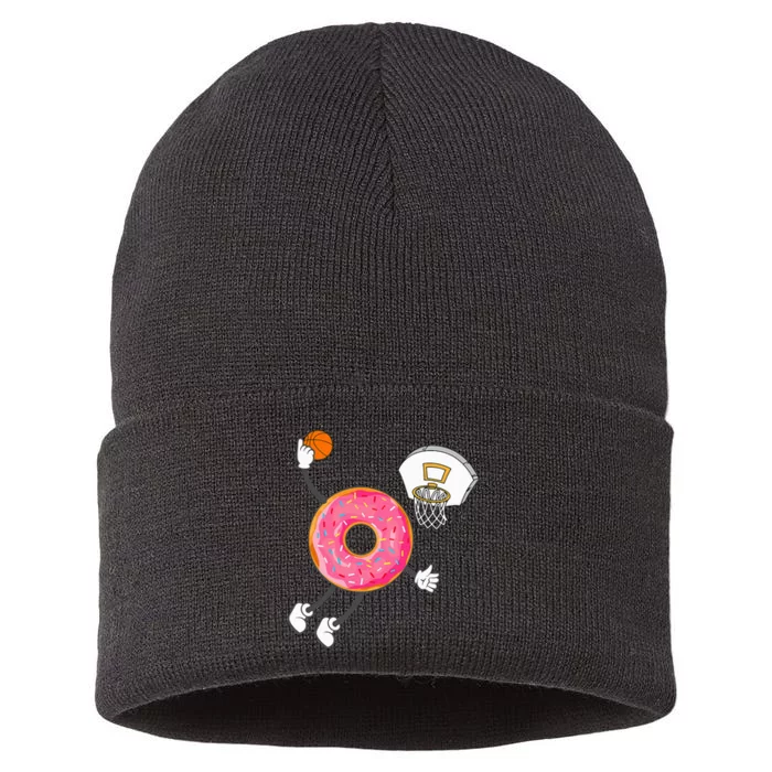 funny Dunking Donut Hole Food Champ Sustainable Knit Beanie