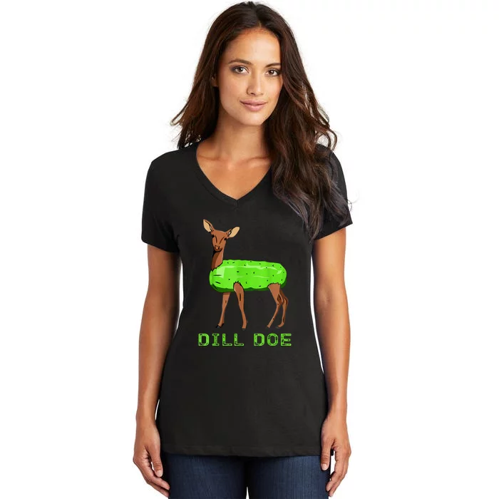 Funny Dill Doe Reindeer Pickles Naughty Dill Pickle Gift Women's V-Neck T-Shirt