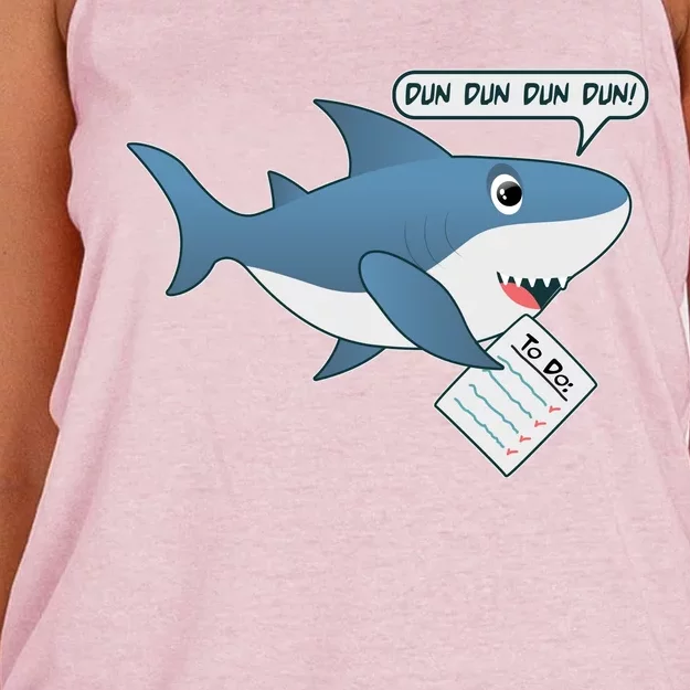 Funny Dun Dun To Do List Shark Women's Knotted Racerback Tank