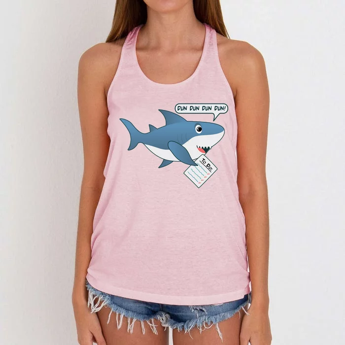 Funny Dun Dun To Do List Shark Women's Knotted Racerback Tank