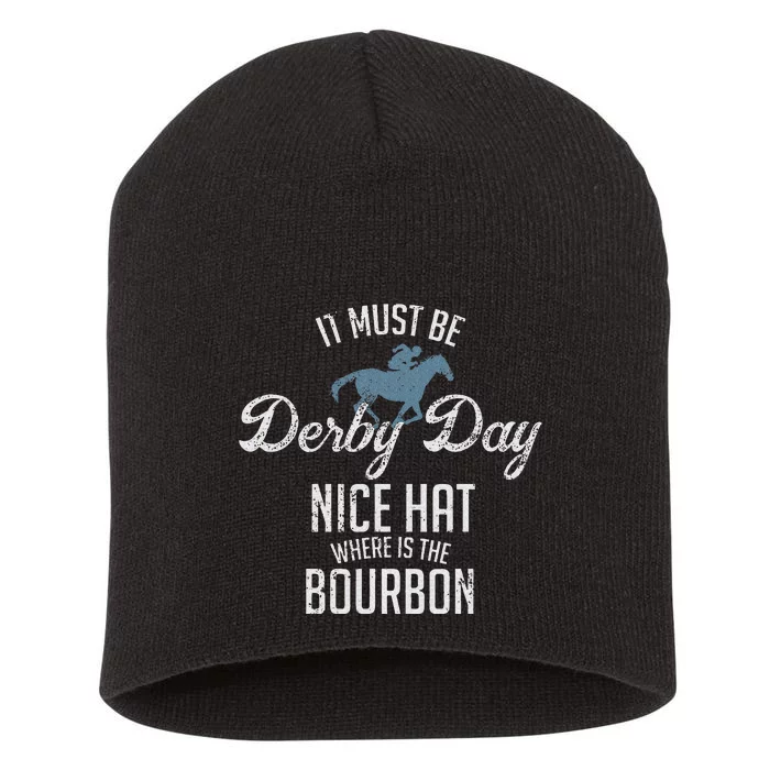 Funny Derby Day And Mint Juleps Kentucky Horse Racing Short Acrylic Beanie