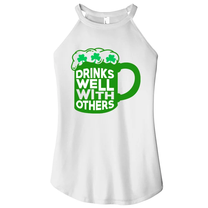 Funny Drinking Drinks Well With Others Women’s Perfect Tri Rocker Tank