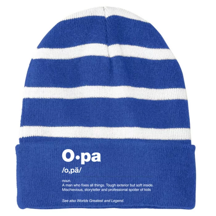 Funny Dictionary Definition Gift Grandpa Opa Gift Striped Beanie with Solid Band