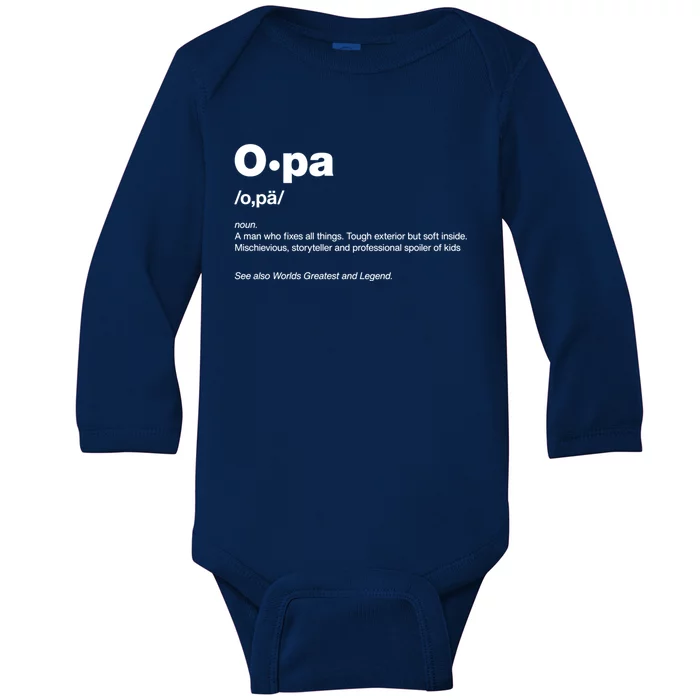 Funny Dictionary Definition Gift Grandpa Opa Gift Baby Long Sleeve Bodysuit