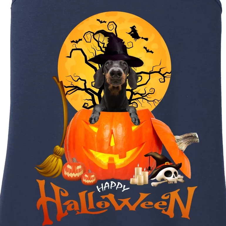 Funny Dachshund Dog Spooky Halloween Ladies Essential Tank