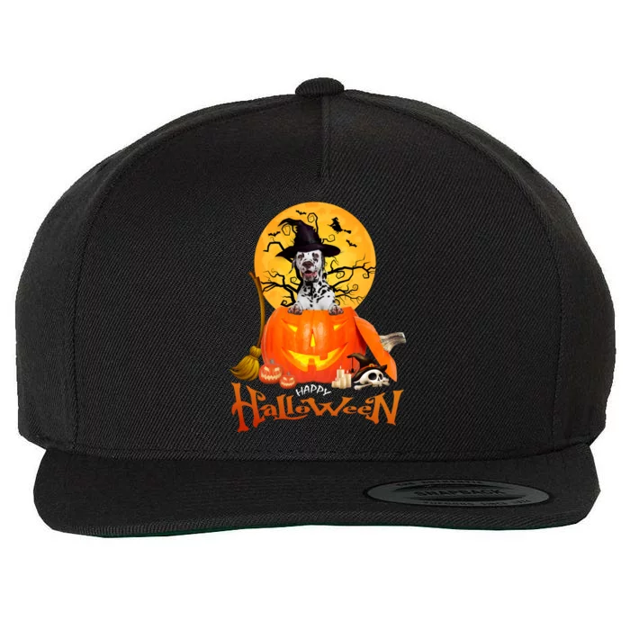 Funny Dalmatian Dog Spooky Halloween Wool Snapback Cap