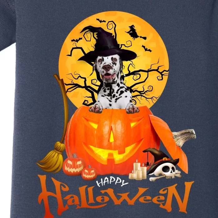 Funny Dalmatian Dog Spooky Halloween Baby Bodysuit