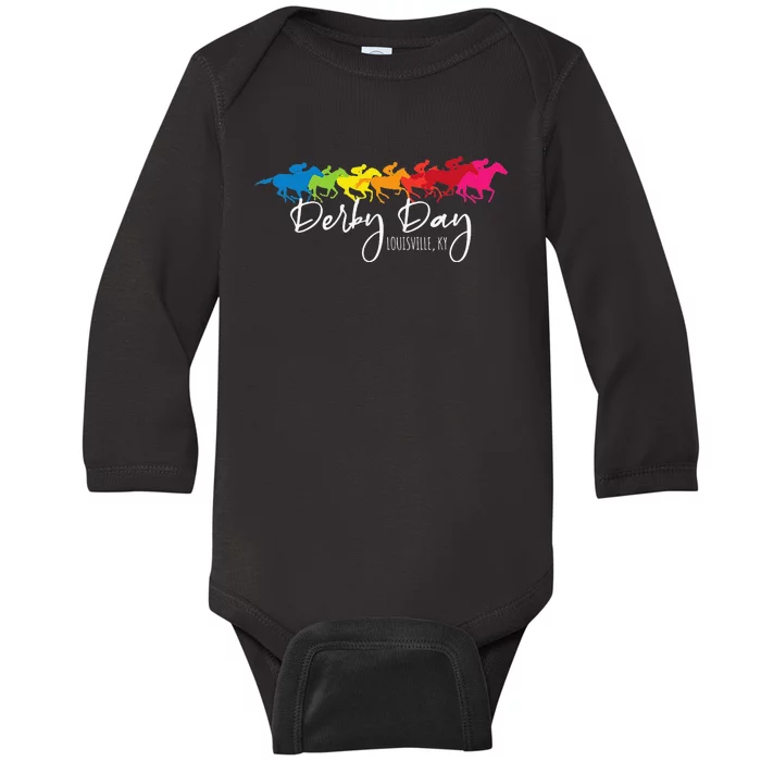 Funny Derby Day Louisville Kentucky Style Horse Racing Baby Long Sleeve Bodysuit