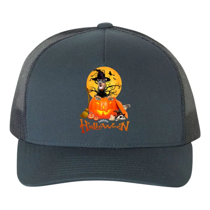 Funny Dobermann Dog Spooky Halloween Yupoong Adult 5-Panel Trucker Hat