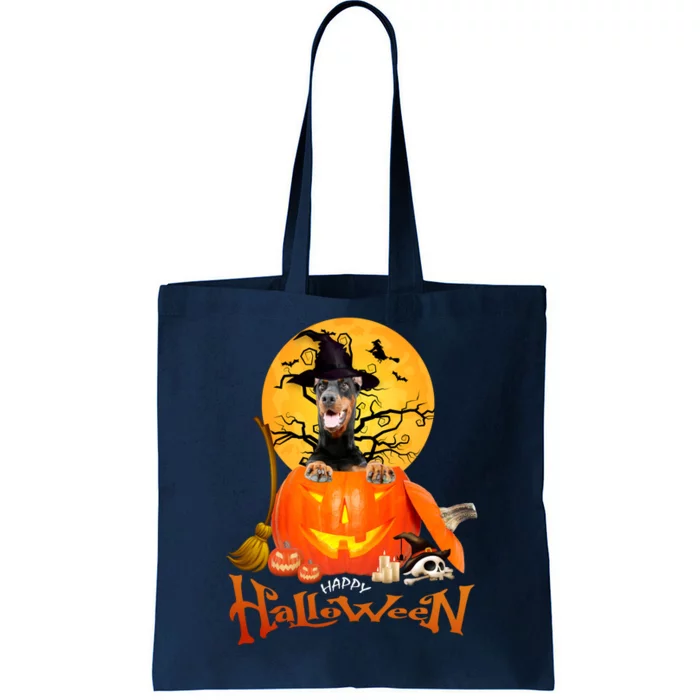 Funny Dobermann Dog Spooky Halloween Tote Bag