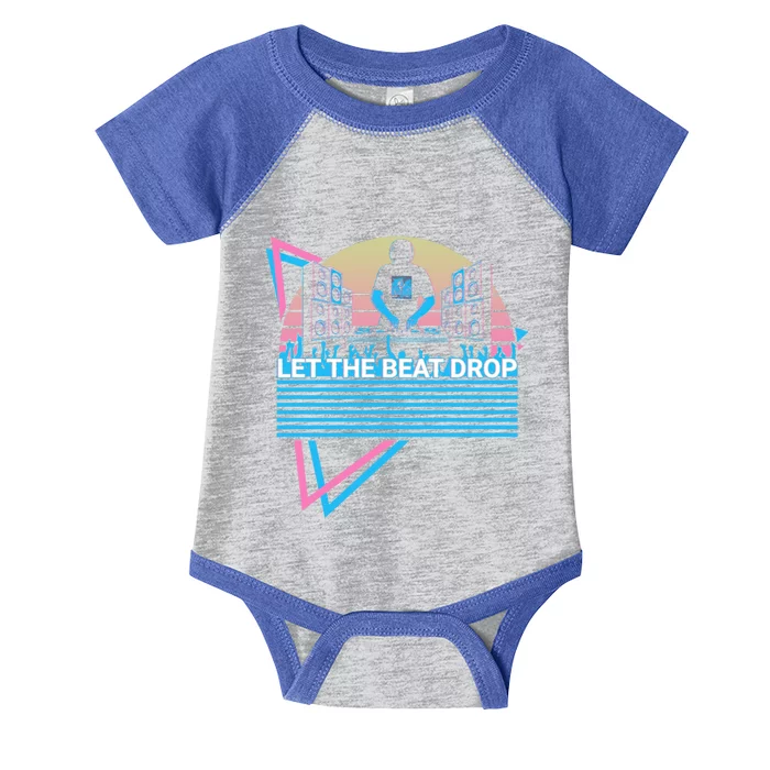 Funny Dj Disc Jockey Retro Let The Beat Drop Gift Infant Baby Jersey Bodysuit