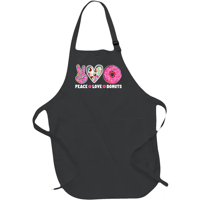 Funny Doughnut Day Donut Lover Peace Love Donuts Boy Girl Full-Length Apron With Pocket