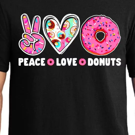 Funny Doughnut Day Donut Lover Peace Love Donuts Boy Girl Pajama Set