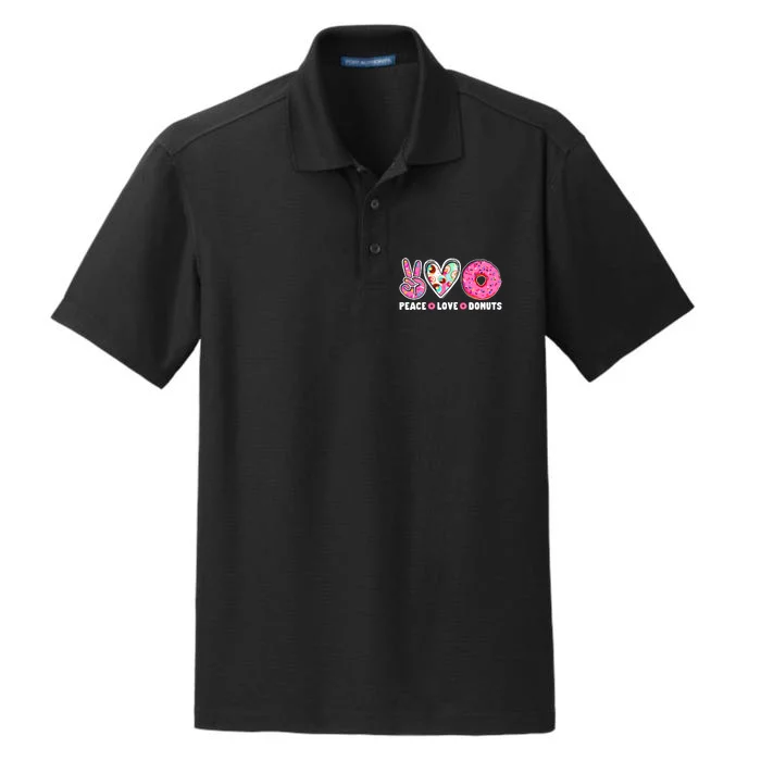 Funny Doughnut Day Donut Lover Peace Love Donuts Boy Girl Dry Zone Grid Performance Polo