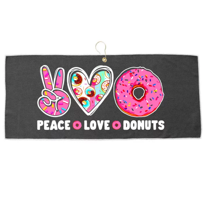 Funny Doughnut Day Donut Lover Peace Love Donuts Boy Girl Large Microfiber Waffle Golf Towel