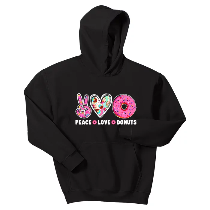 Funny Doughnut Day Donut Lover Peace Love Donuts Boy Girl Kids Hoodie